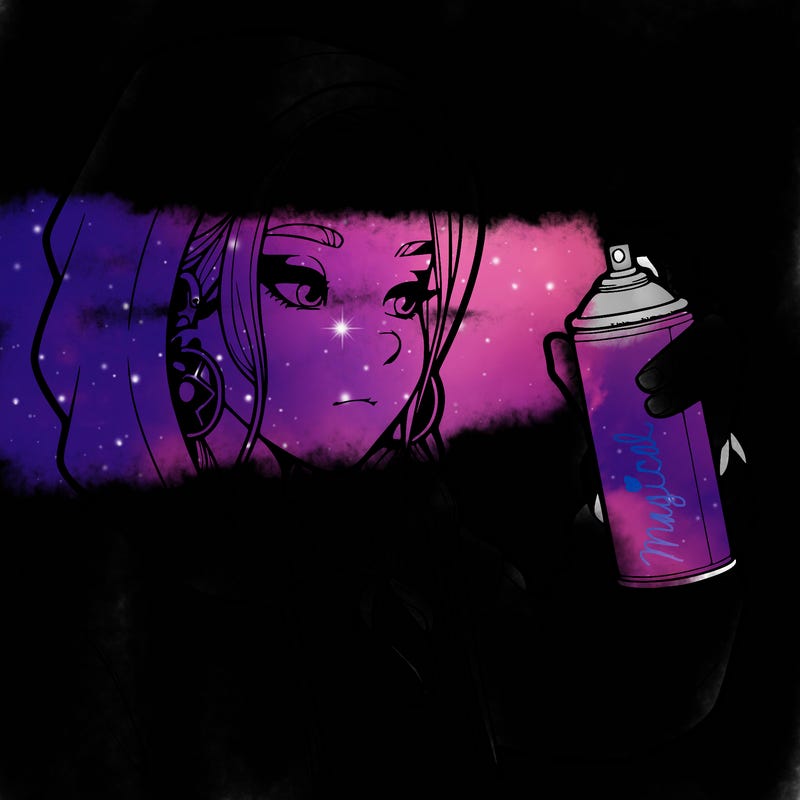 a realistic girl, spray painting