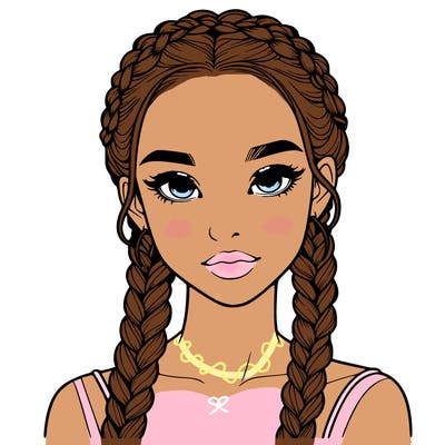 realistic girl with braids