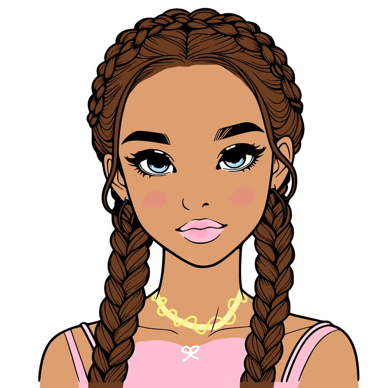 realistic girl with braids