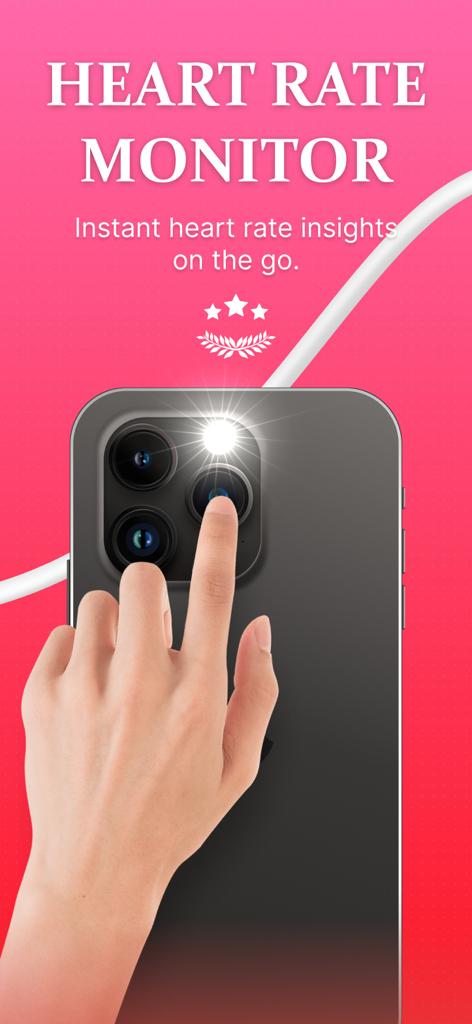 Smart BP & Heart Rate Monitor - A person placing their finger over a smartphone camera lens and flash to measure their heart rate.