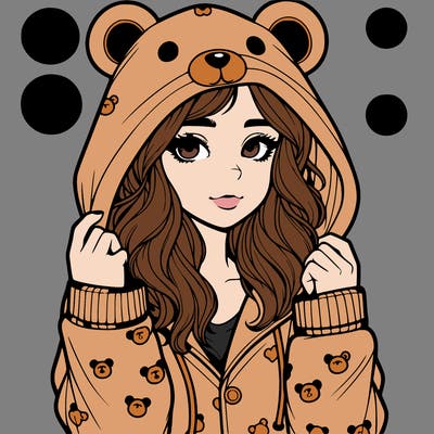 realistic girl in a animal pjs hoodie