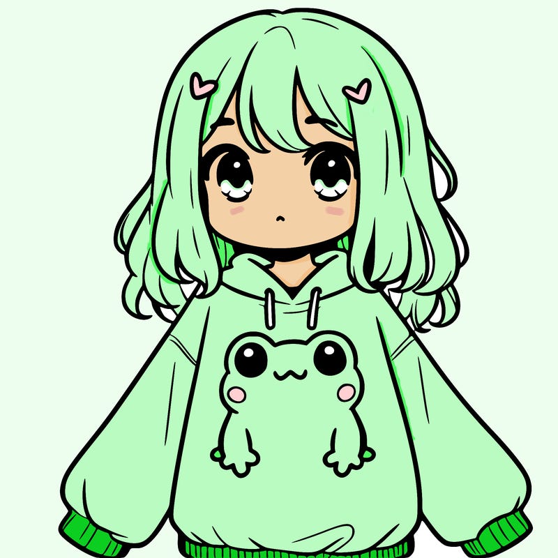 girl wearing frogging sweatshirt