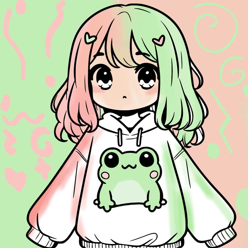 girl wearing frogging sweatshirt