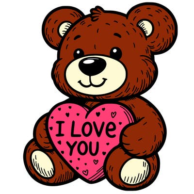 teddy bear holding an i love you heart