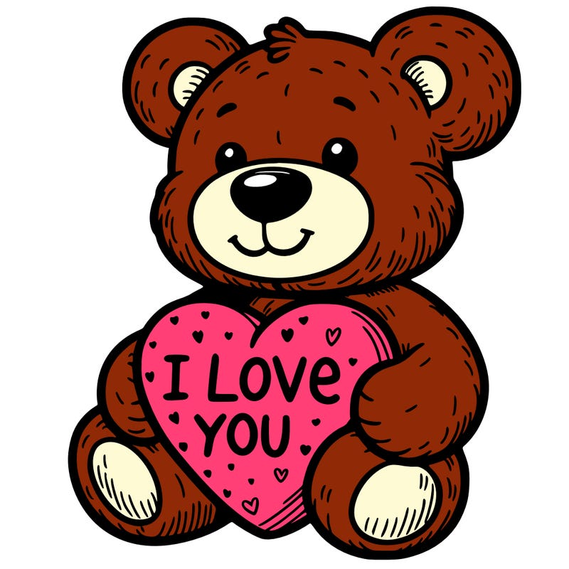 teddy bear holding an i love you heart