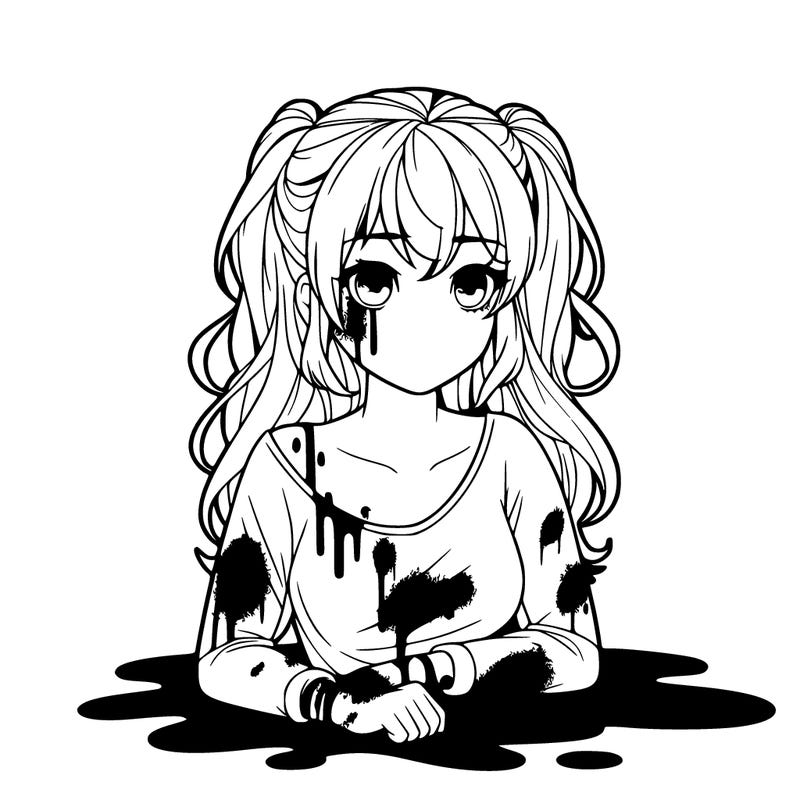 realistic girl with blood