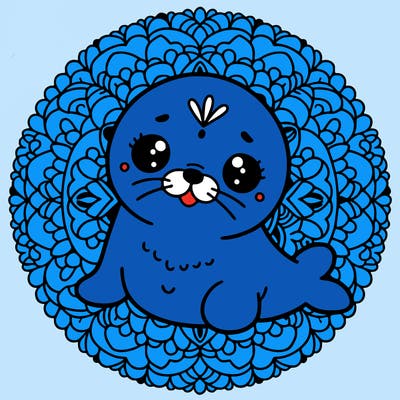 a cute baby seal mandala