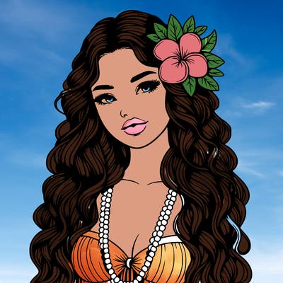realistic beautiful hawaiian woman,long dress,haku lei, lips