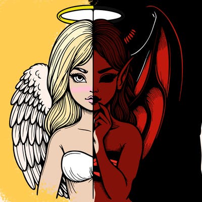 realistic angel half demon