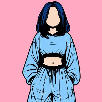 realistic girl faceless with baggy pants and a crop top