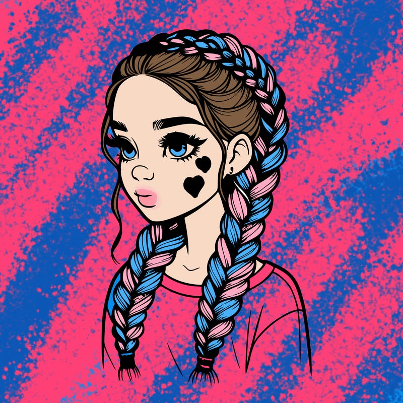 realistic girl with braids