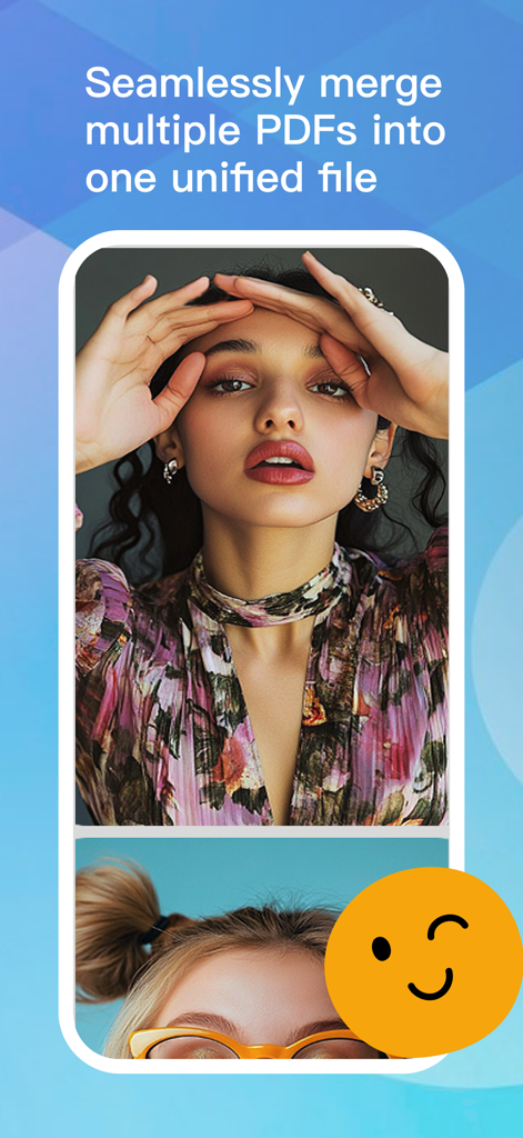 FlowPDFアプリのインターフェース。複数の画像を1つの統一されたPDFドキュメントに結合する方法を示しています。