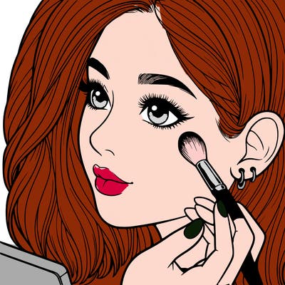 a realistic girl doing her makeup