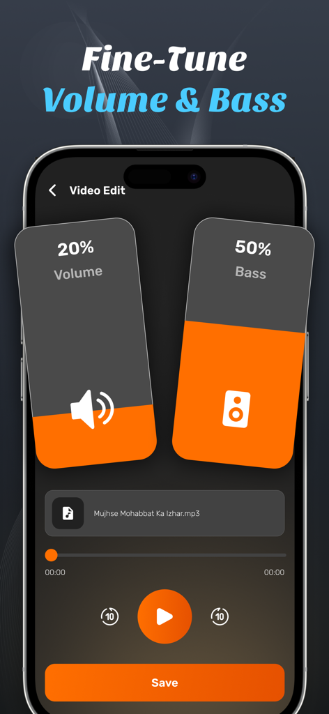 Ai Volume booster - Ai Volume booster app interface showing sliders for fine-tuning volume and bass levels