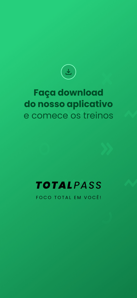 TotalPass - TotalPass app screenshot showing a call to download and start training with the slogan Total Focus on You