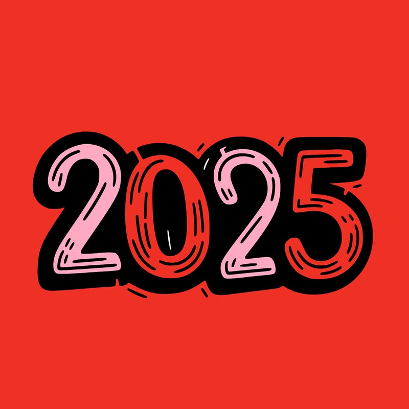 one line scrawled numbers sketch design “2025”