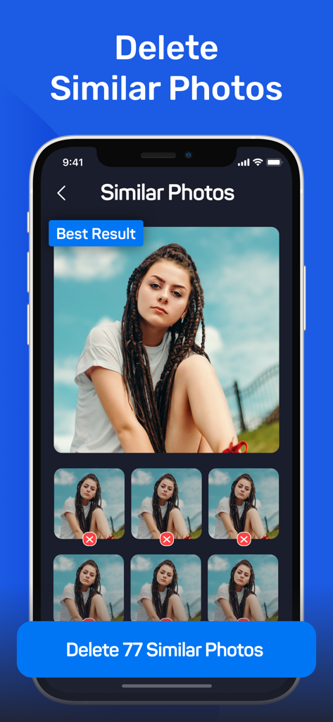 Fast Cleaner: Clean Storage - App interface showing the similar photo removal feature to free up phone storage