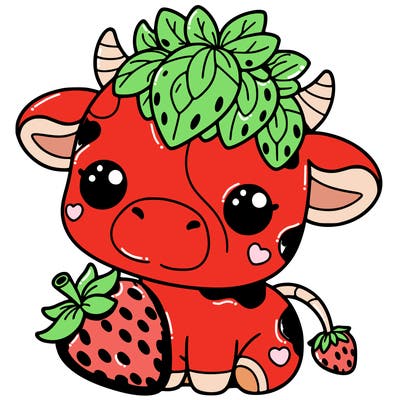 cute strawberry cow