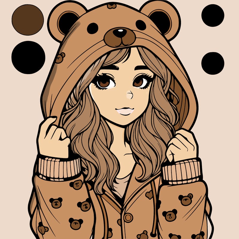 realistic girl in a animal pjs hoodie