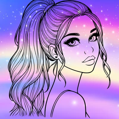 realistic pretty girl with high pony tail