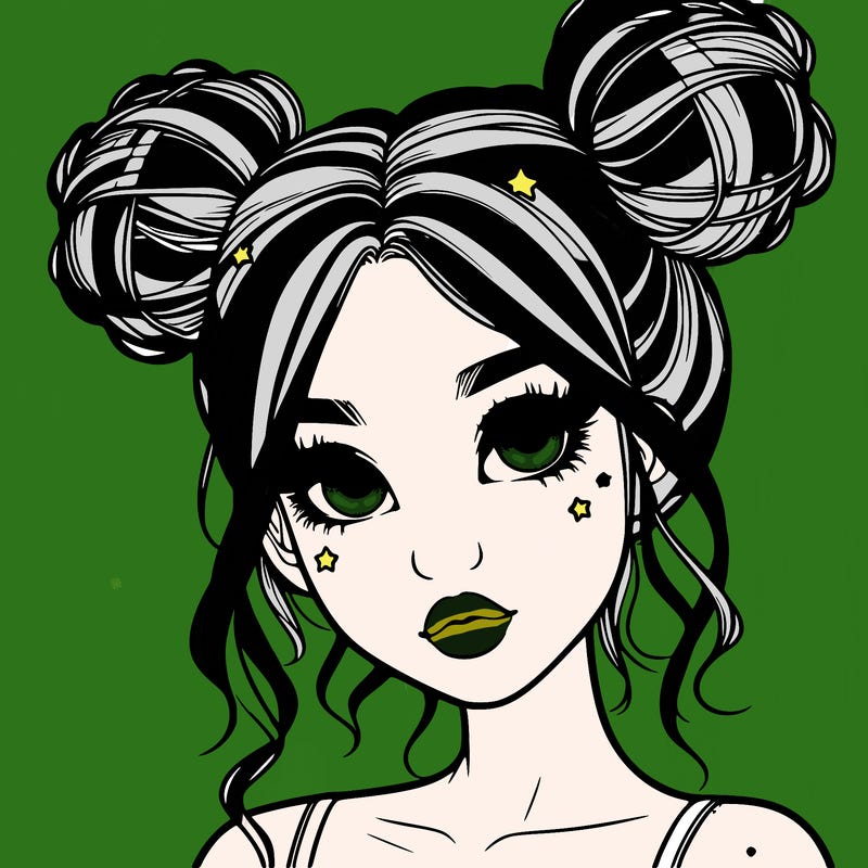 realistic girl with space buns