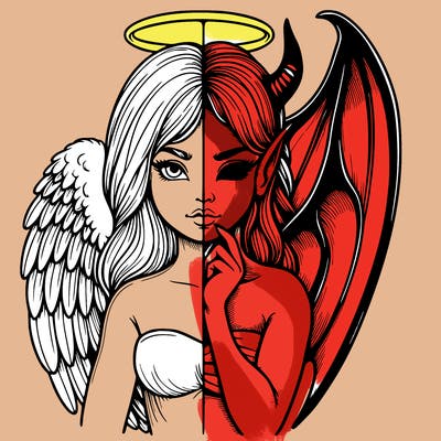 realistic angel half demon