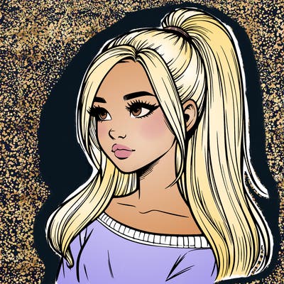 realistic girl with a high ponytail