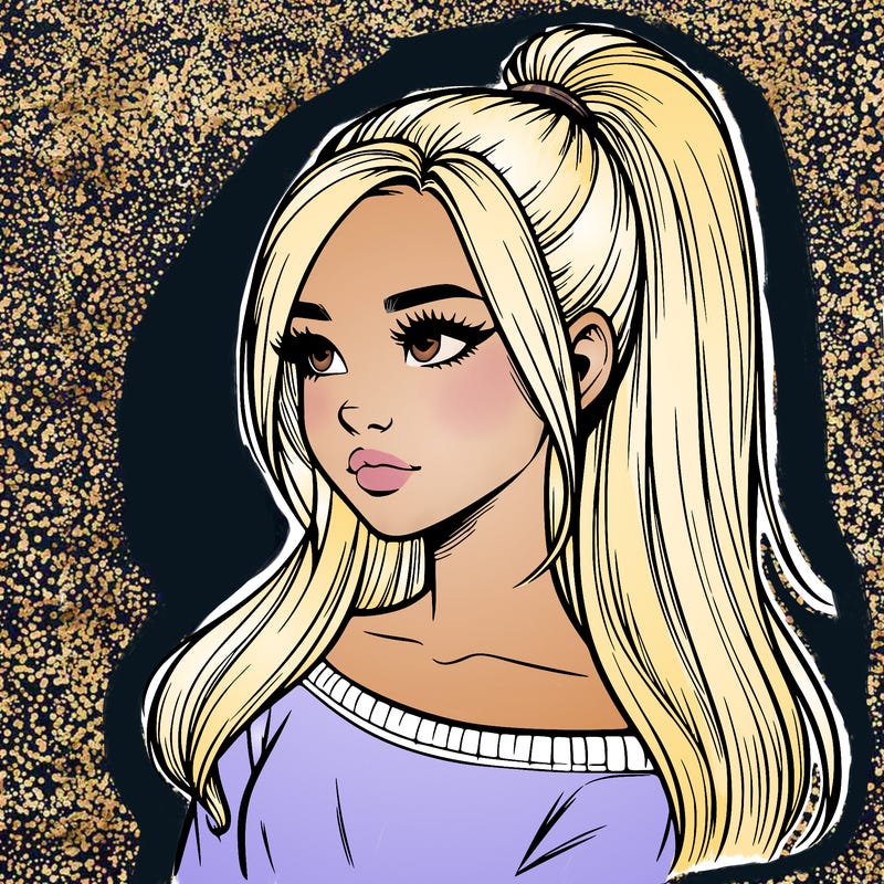 realistic girl with a high ponytail