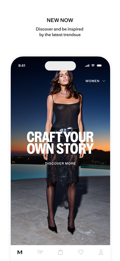 MANGO - Online fashion - Mango fashion app home screen with a sophisticated editorial and the text Craft Your Own Story