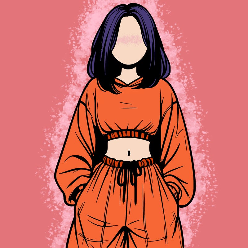realistic girl faceless with baggy pants and a crop top