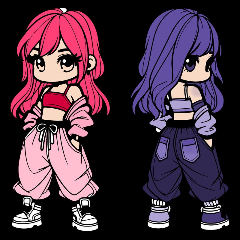 girl in crop top and baggy pants