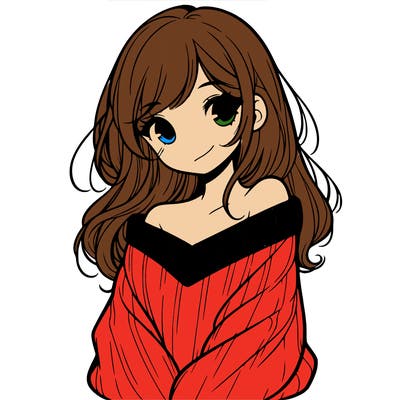 shy pretty girl wearing a sweater that is falling off one shoulder portrait