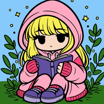 girl in oversized hoodie reading a book