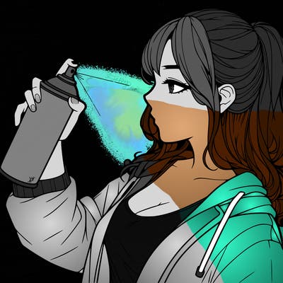 a realistic girl spray, painting