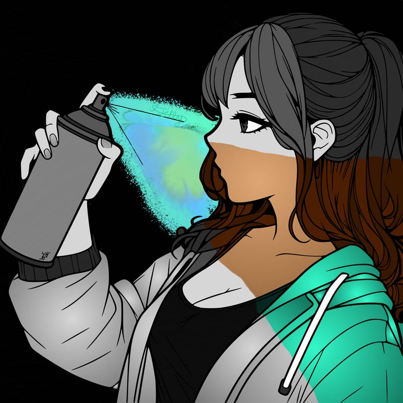 a realistic girl spray, painting