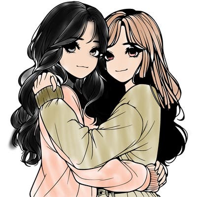 realistic girls hugging