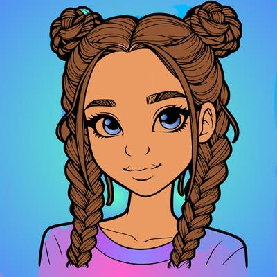 realistic girl with braids