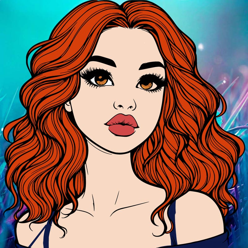 realistic girl with wavy hair and lips