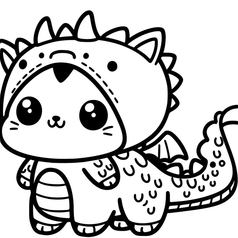 one cute cat on all fours dressed up in a cute but, simple dragon costume