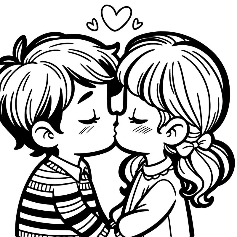 a boy and girl kissing