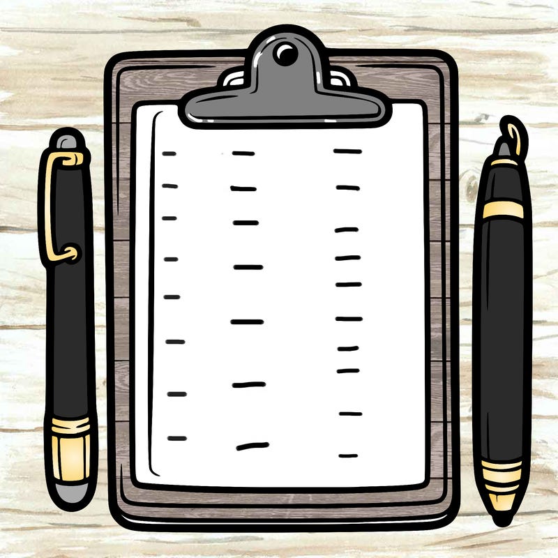 blank clip board with pen