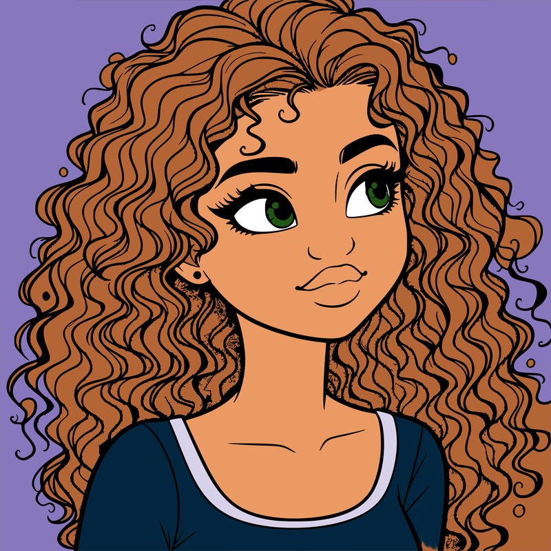 realistic girl with curly hair