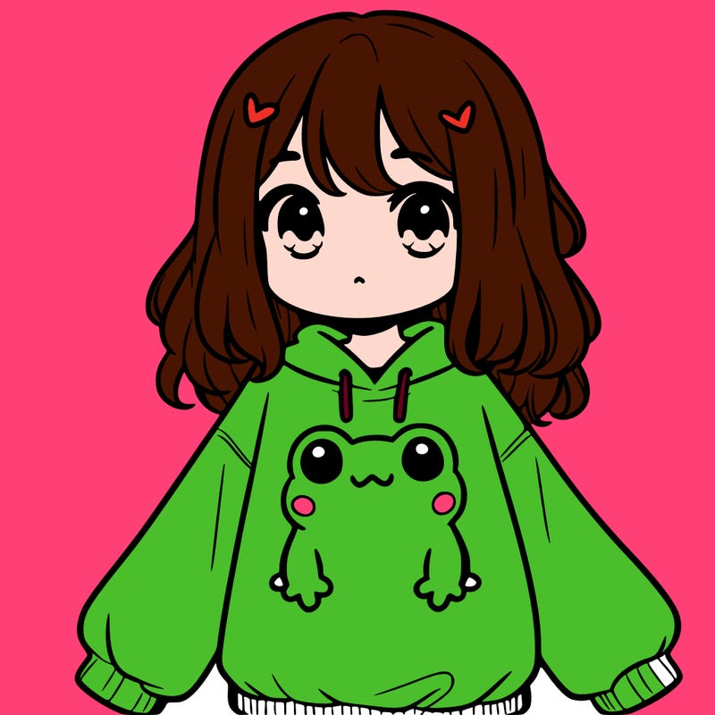 girl wearing frogging sweatshirt
