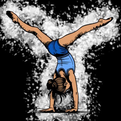 realistic gymnastic hand stand girl in four splits