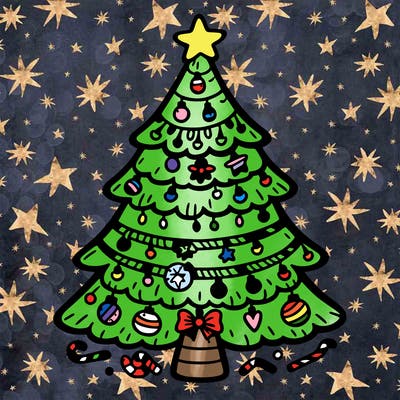 christmas tree with lots of details