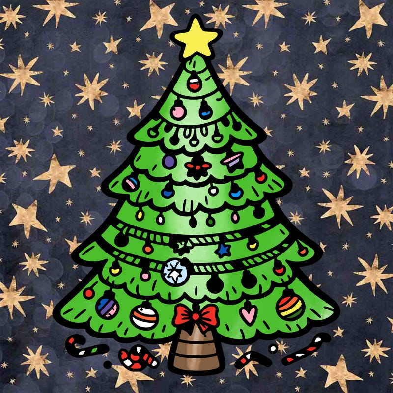 christmas tree with lots of details