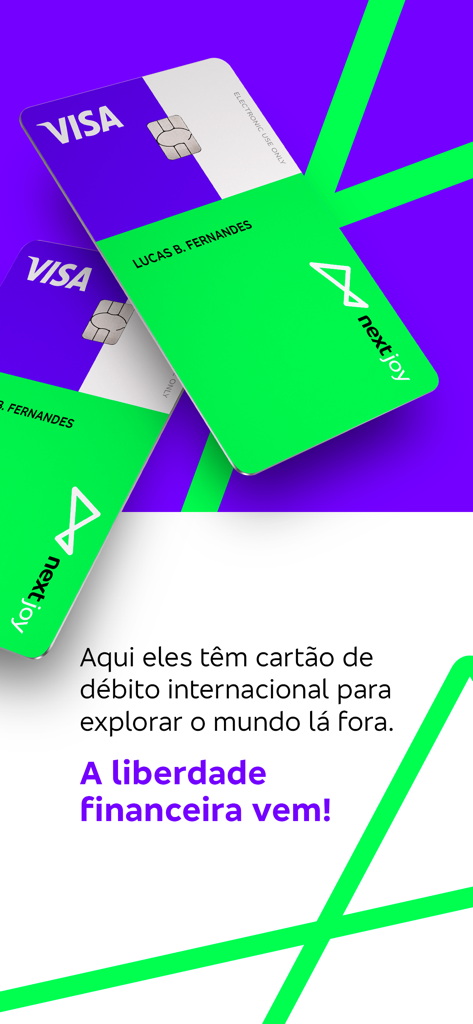 nextJoy - Two colorful nextJoy Visa debit cards for children and teens