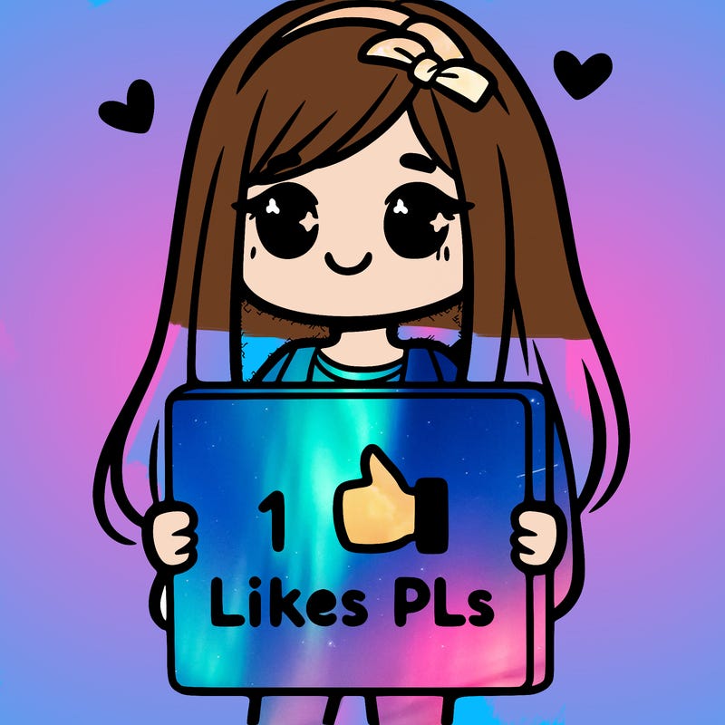 girl holding a sign saying 10 likes pls