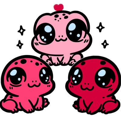 cute baby chibi frogs