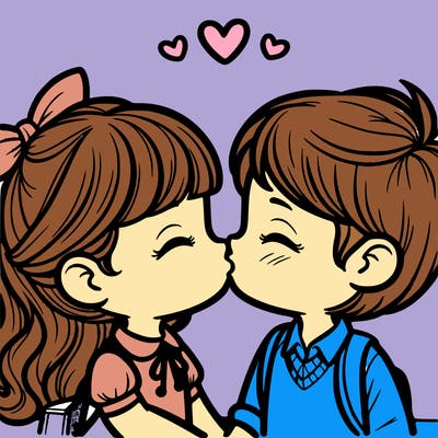 boy and girl kissing